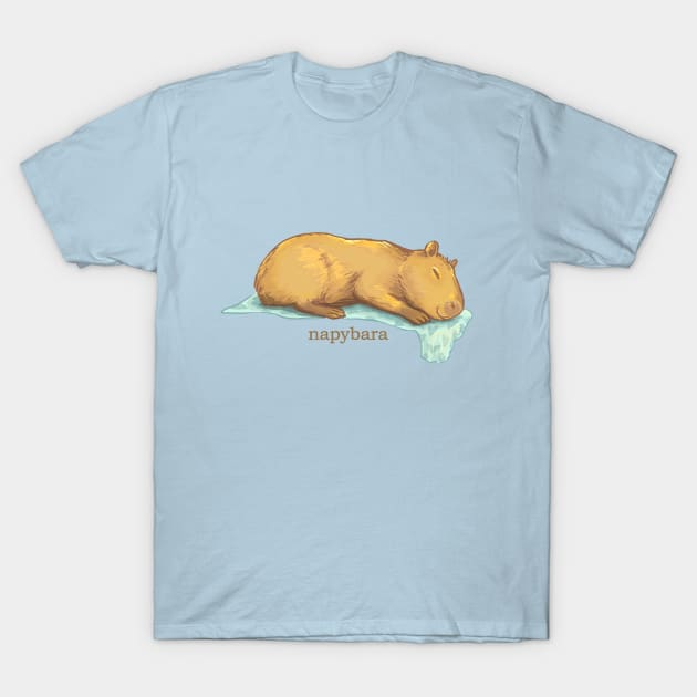 Sleepy Capybara T-Shirt by ElephantShoe